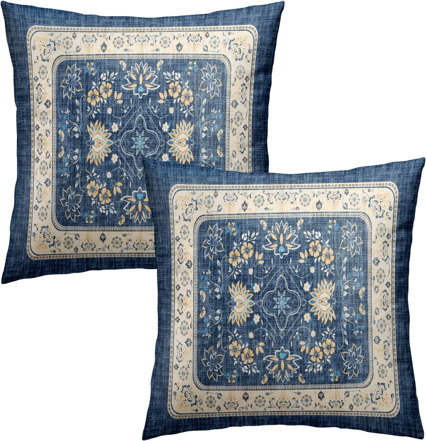 Boho Blue Throw Pillow Cover — 18" - View 2