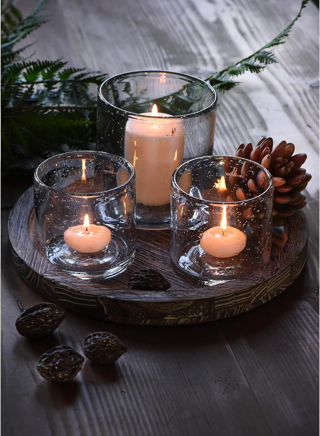 Farmhouse Black Candle — Set of 3 — Bubbles Clear (Tray)