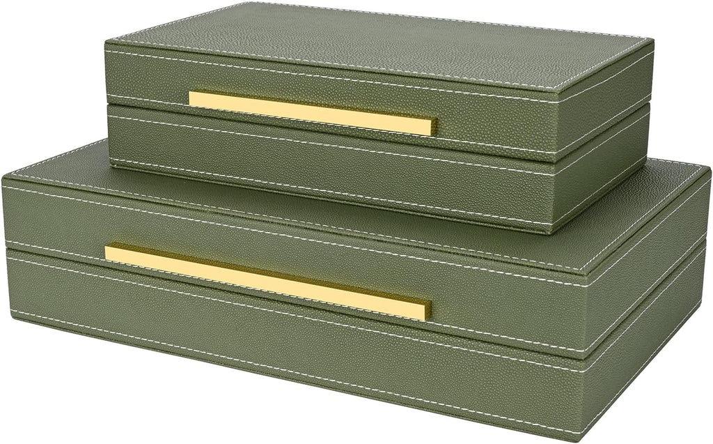 Modern Beige Storage Basket — Set of 2 — Green