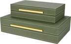 Modern Beige Storage Basket — Set of 2 — Green