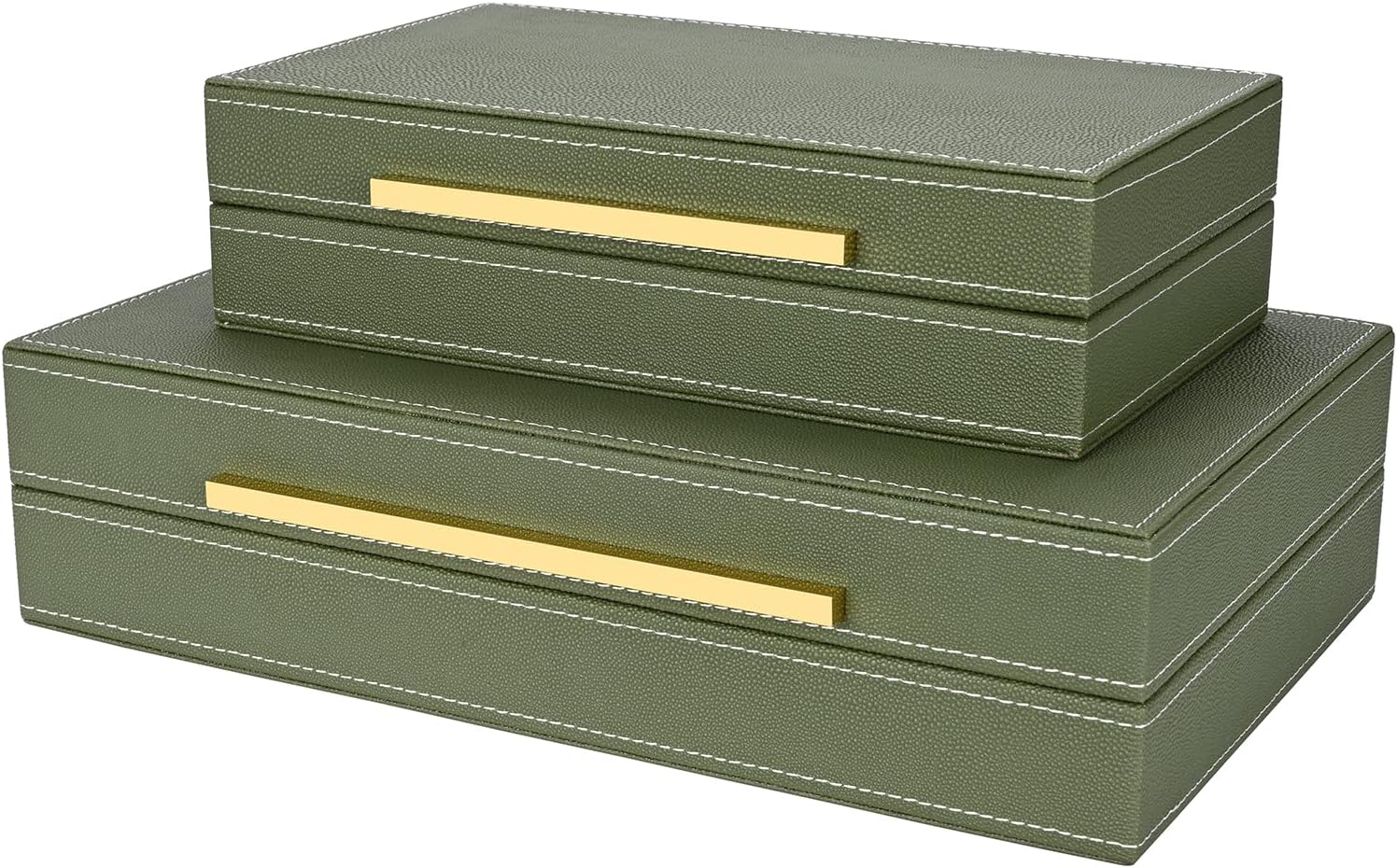 Modern Beige Storage Basket — Set of 2 — Green