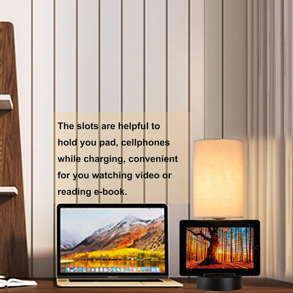 USB Charging Modern Beige Bedside Lamp — Set of 2 - View 8