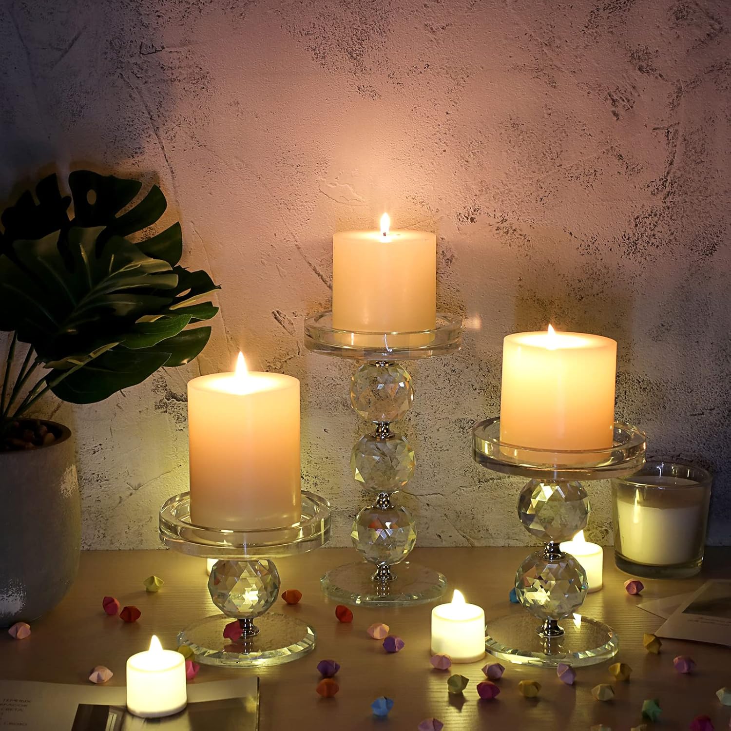 Luxe Glass Pillar Candle — Set of 3 - View 2