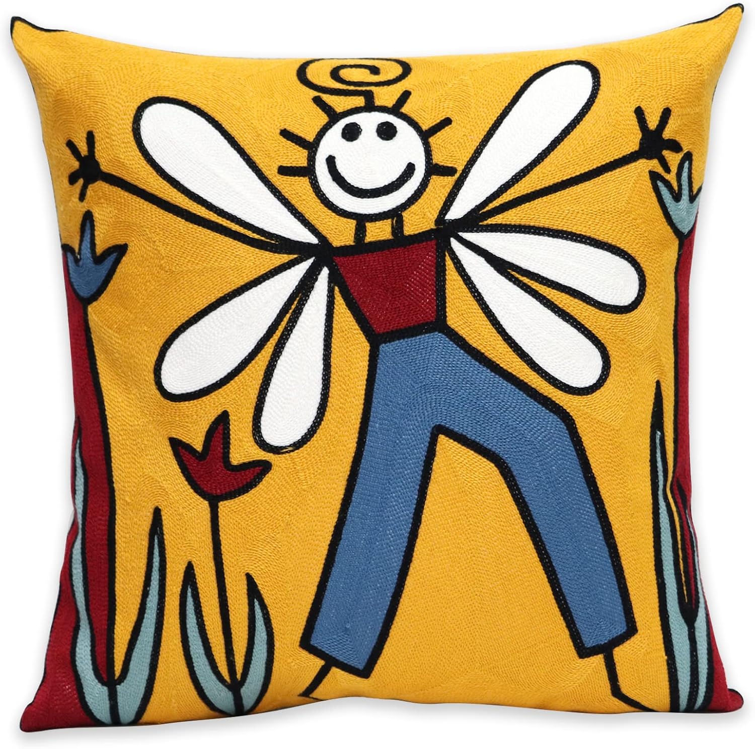 Blue Throw Pillow Cover — 18" — Bee Boy