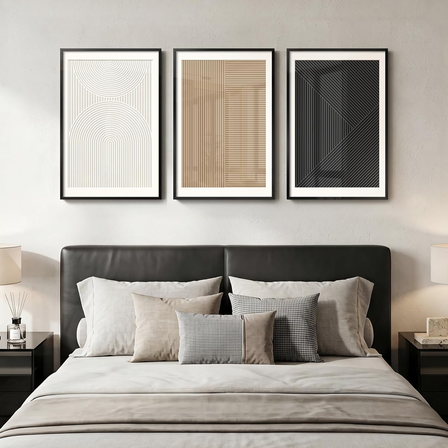 Framed Modern Beige Wall Decor — 24" — 16" W x 24" H x 3Pcs