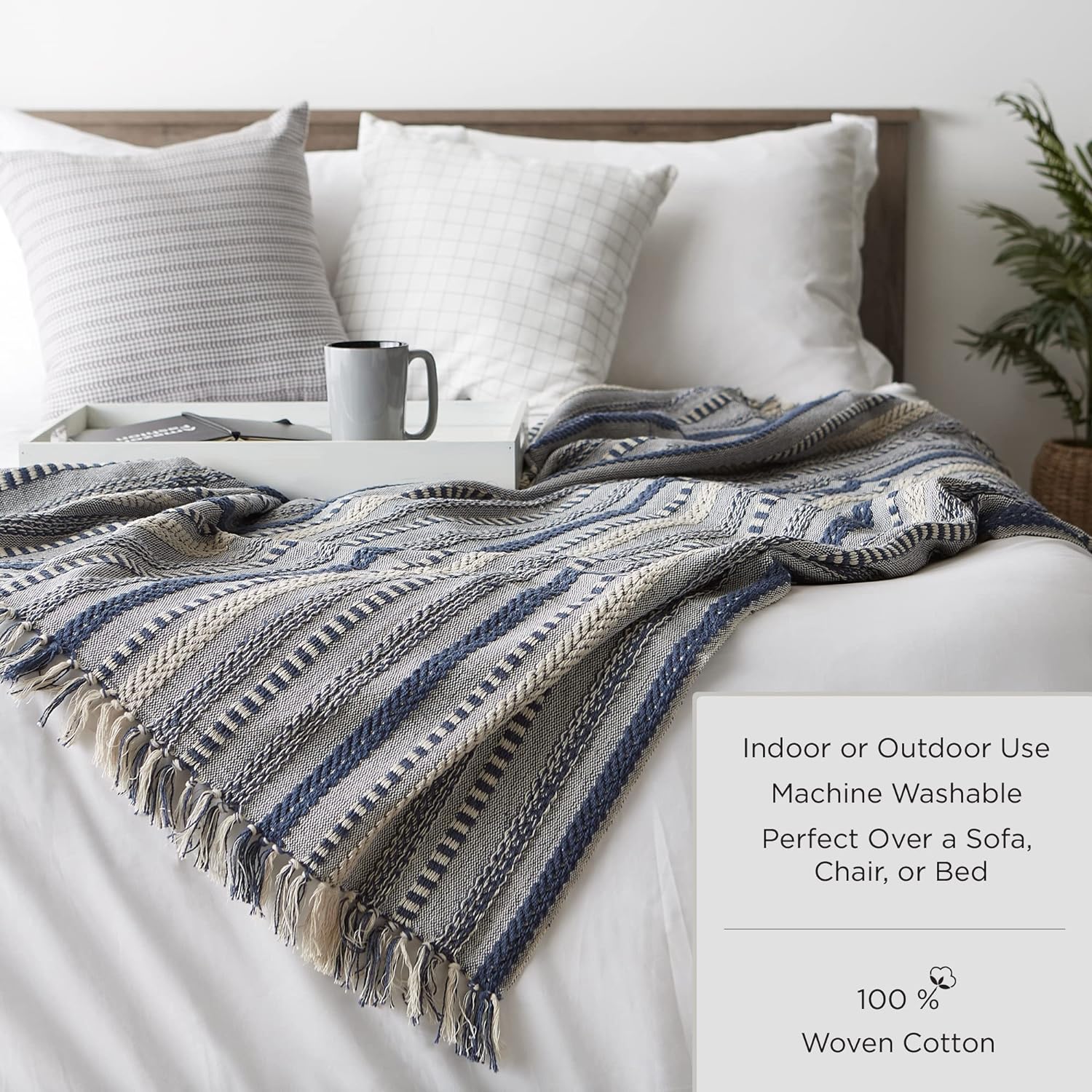 Farmhouse Beige Throw Pillow — 60" - View 8
