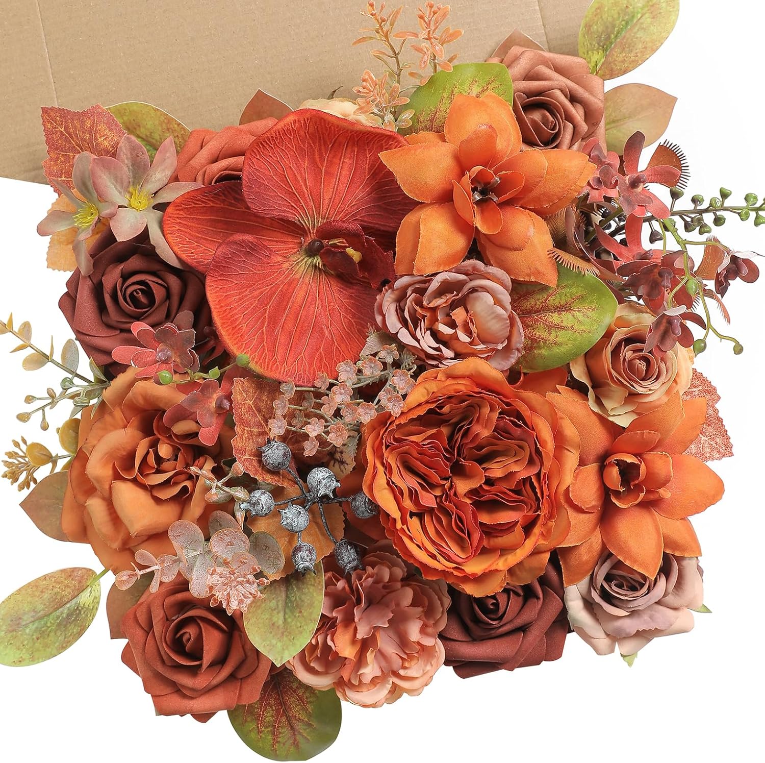 Blue Artificial Flowers — Burnt Orange