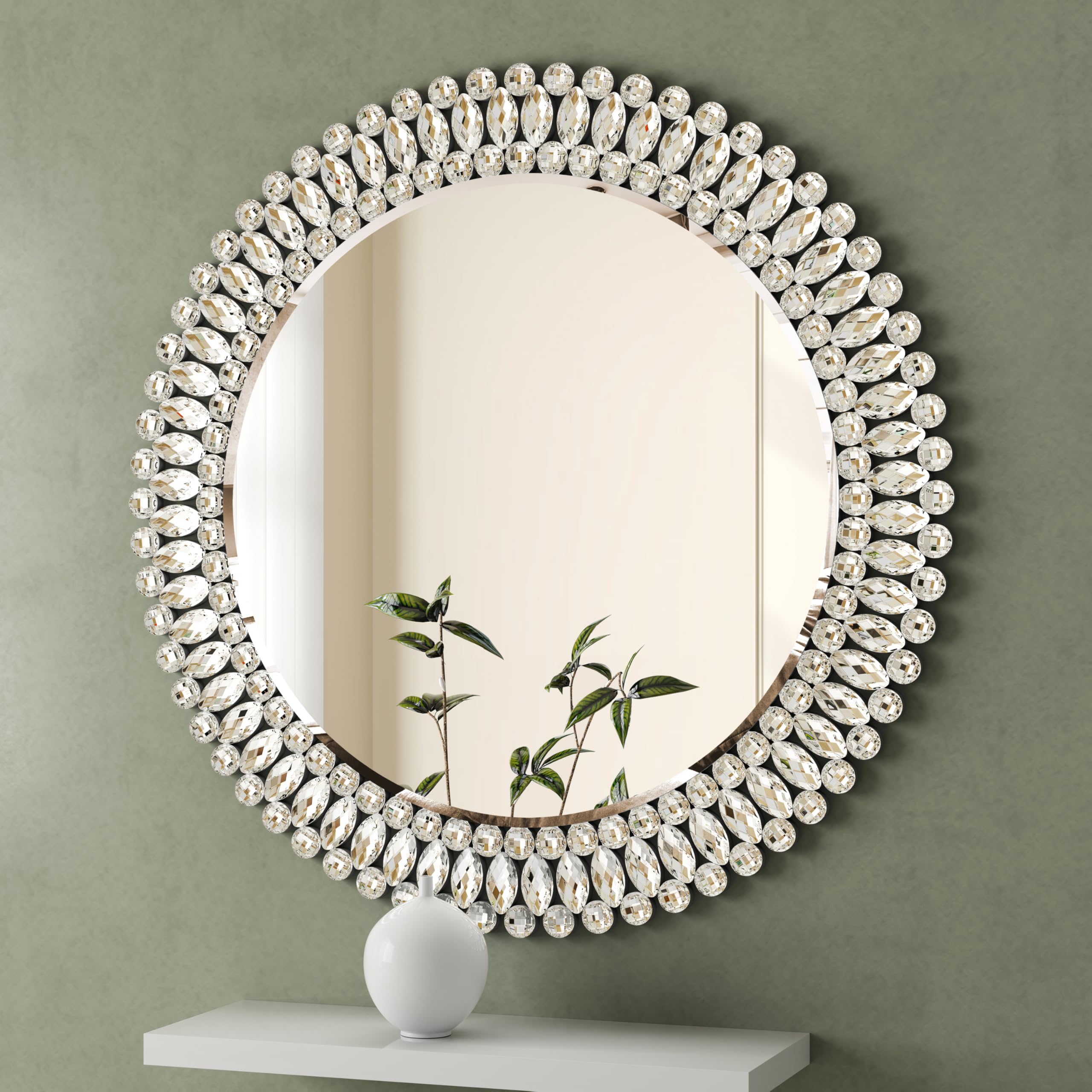 Beveled Luxe Silver Wall Mirror — 32"