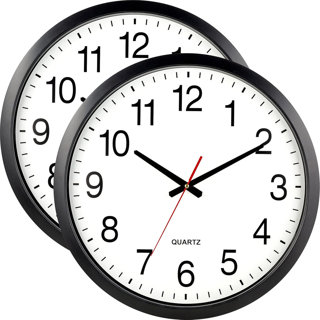 Battery Operated Black Wall Clock — 13" — Black