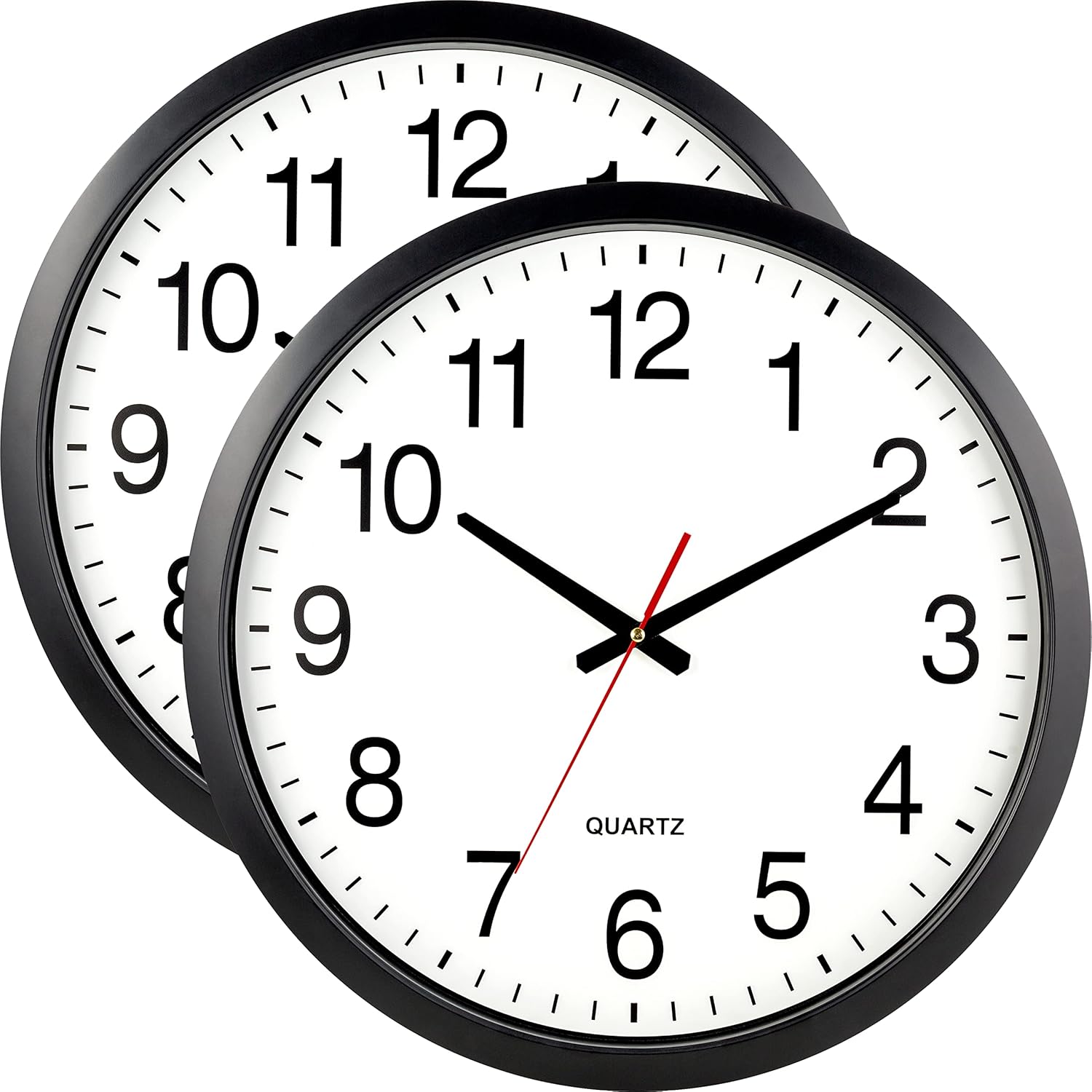 Battery Operated Black Wall Clock — 13" — Black