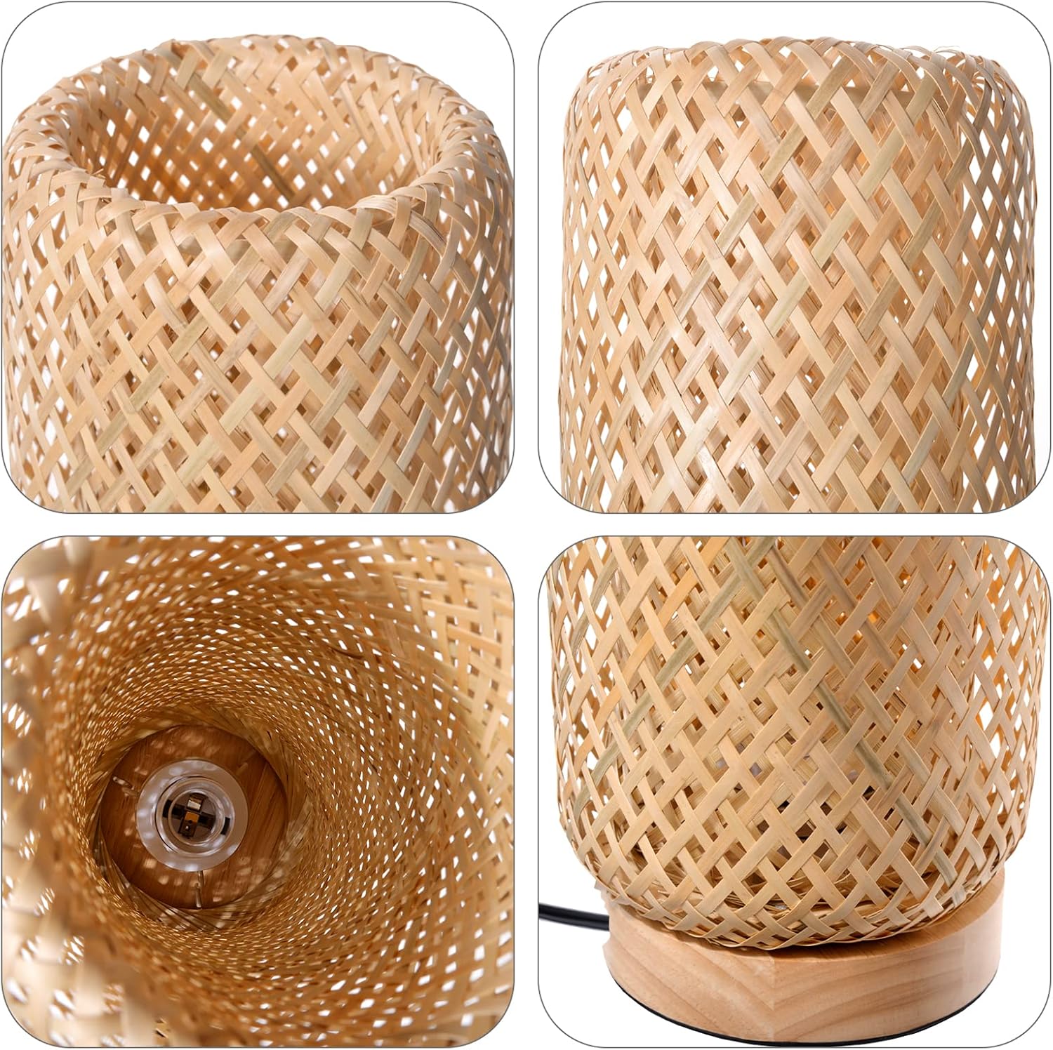 Boho Wood Desk Lamp — 5.9" - View 7