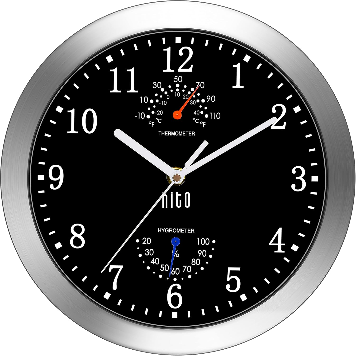 Battery Operated Black Wall Clock — 14" — Black