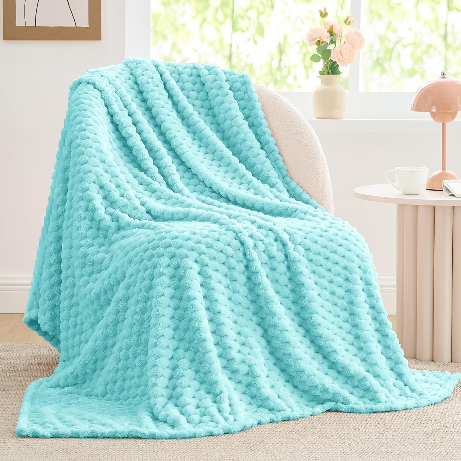 Black Throw Pillow — 50" — Aqua