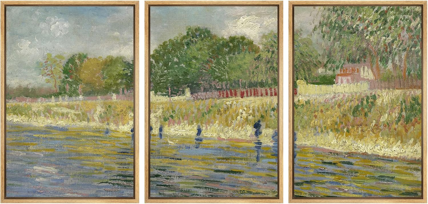 Framed Beige Wall Art — 24" — 16" x 24" x 3 Panels NATURAL