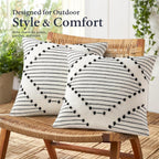 Boho Beige Throw Pillow Cover — 18" - View 3