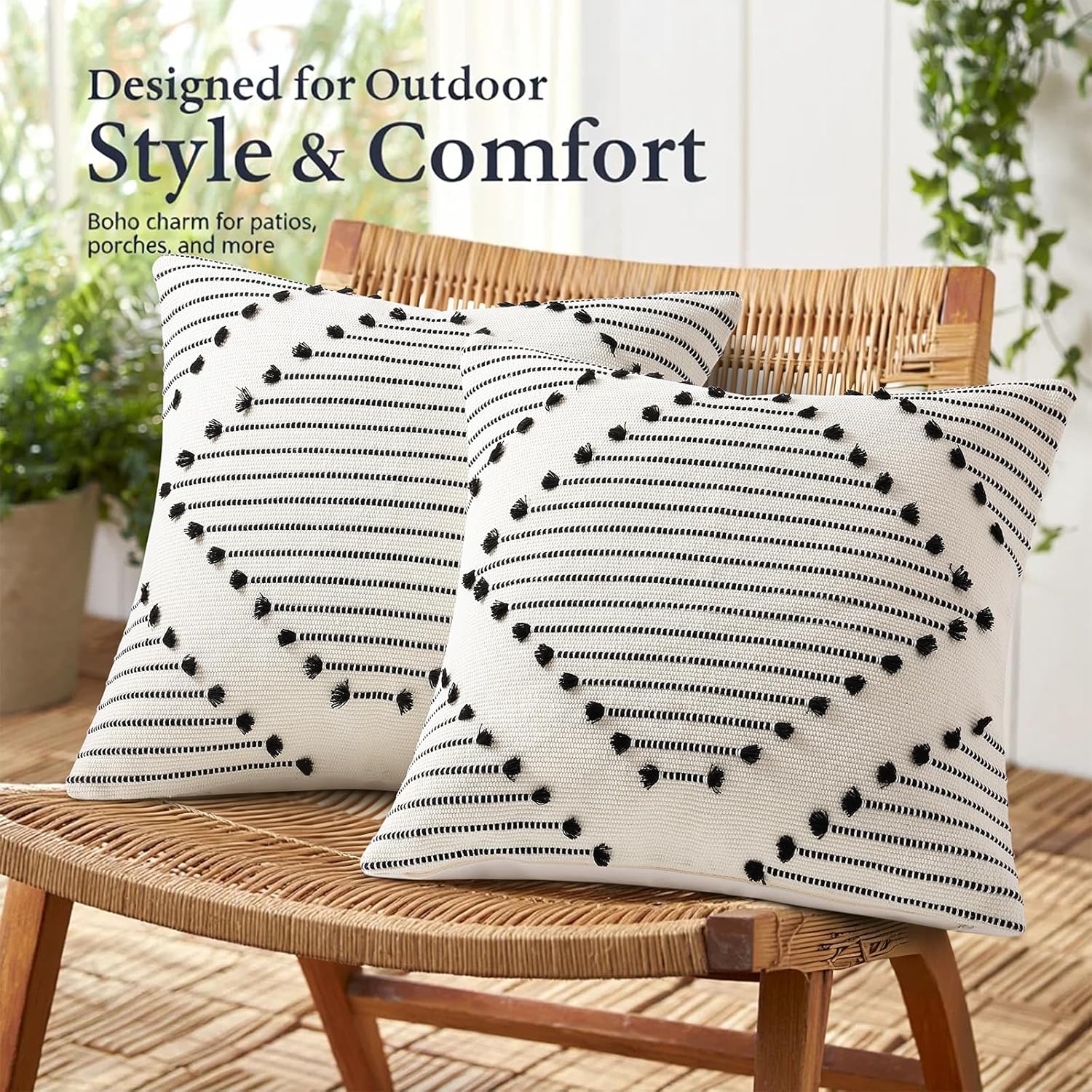 Boho Beige Throw Pillow Cover — 18" - View 3