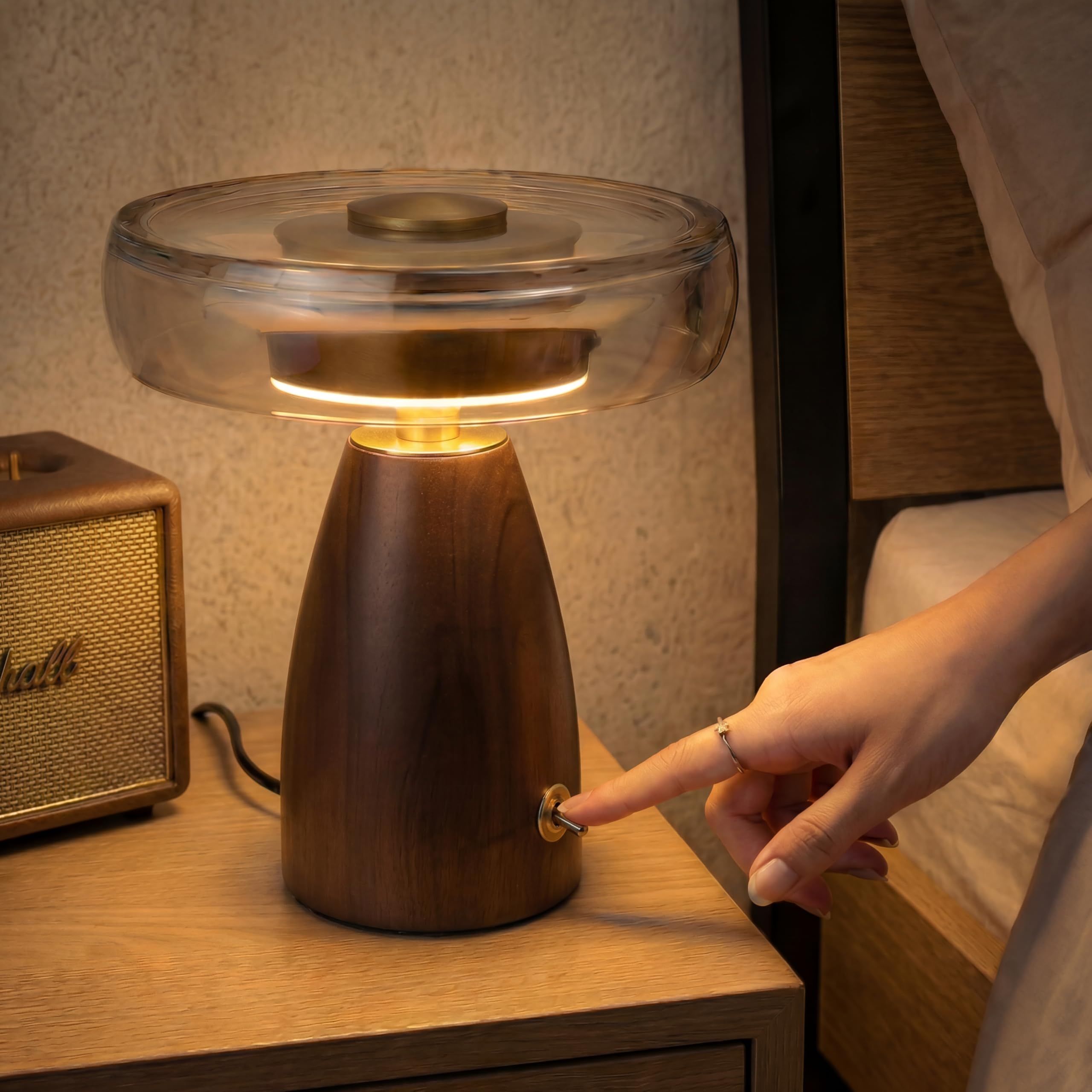 Vintage Mid-Century Wood Nightstand Lamp