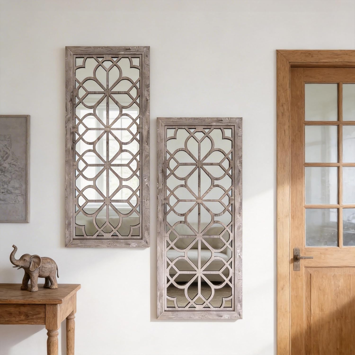 Vintage Boho Brown Wall Mirror — 12" — Brown