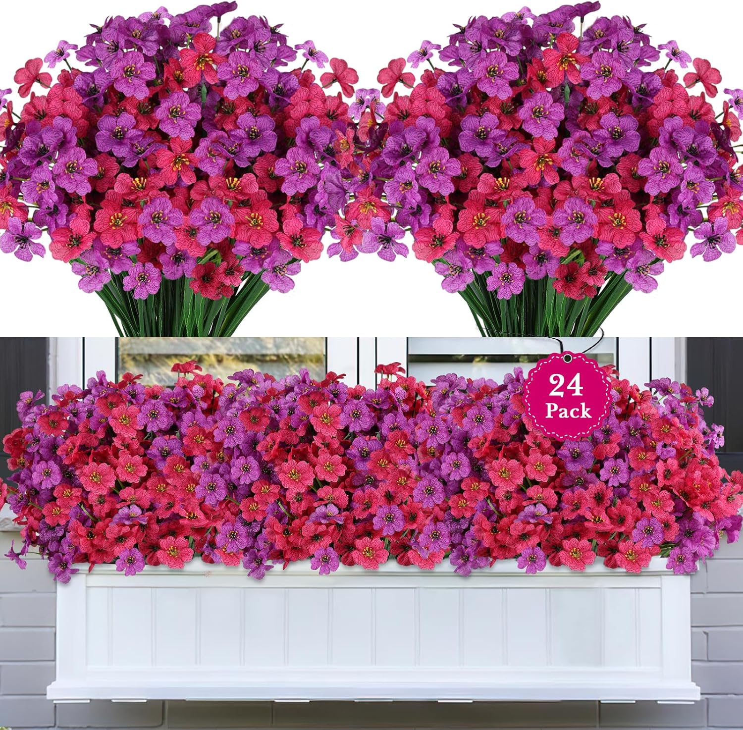 Blue Artificial Plant — Purple+rosy Red