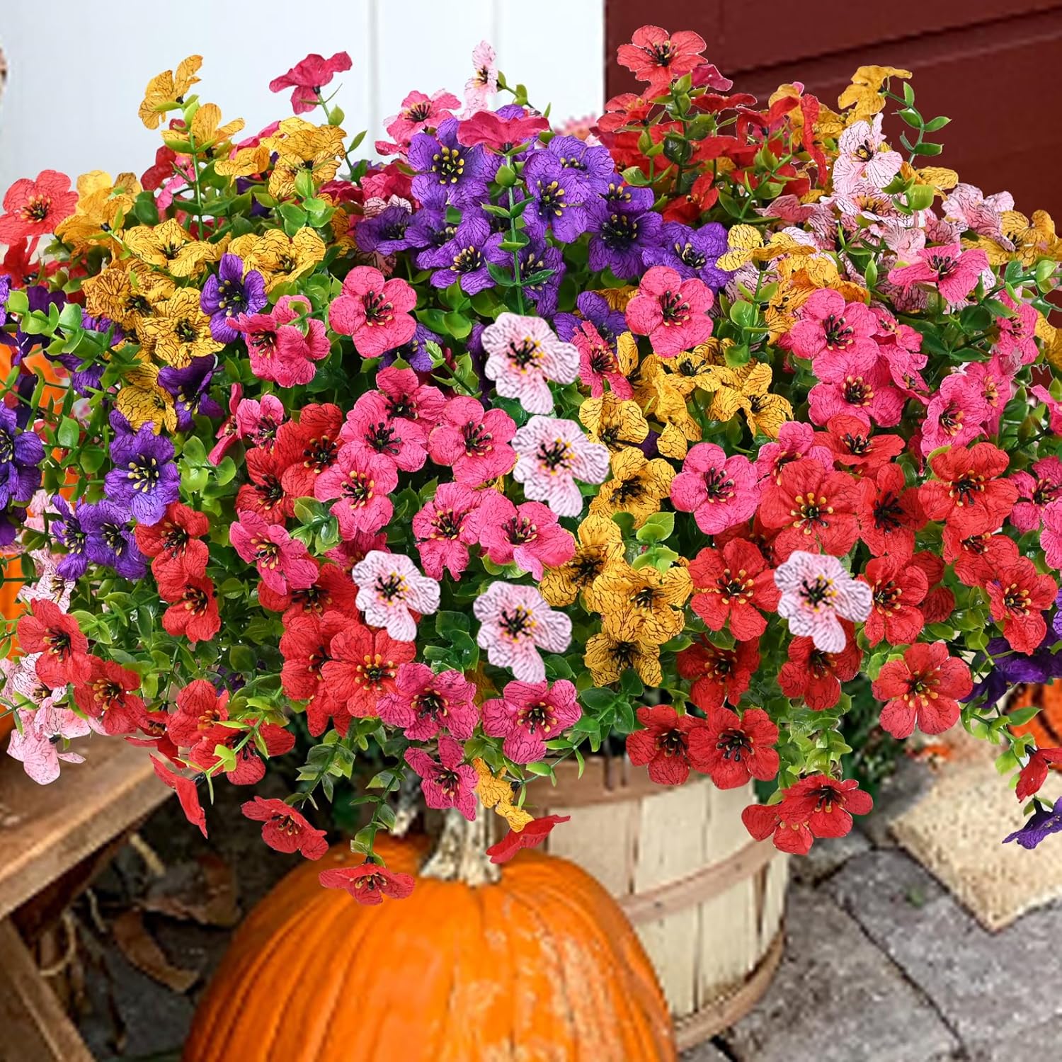 Orange Faux Plant — Yellow Purple Rosy Pink Red