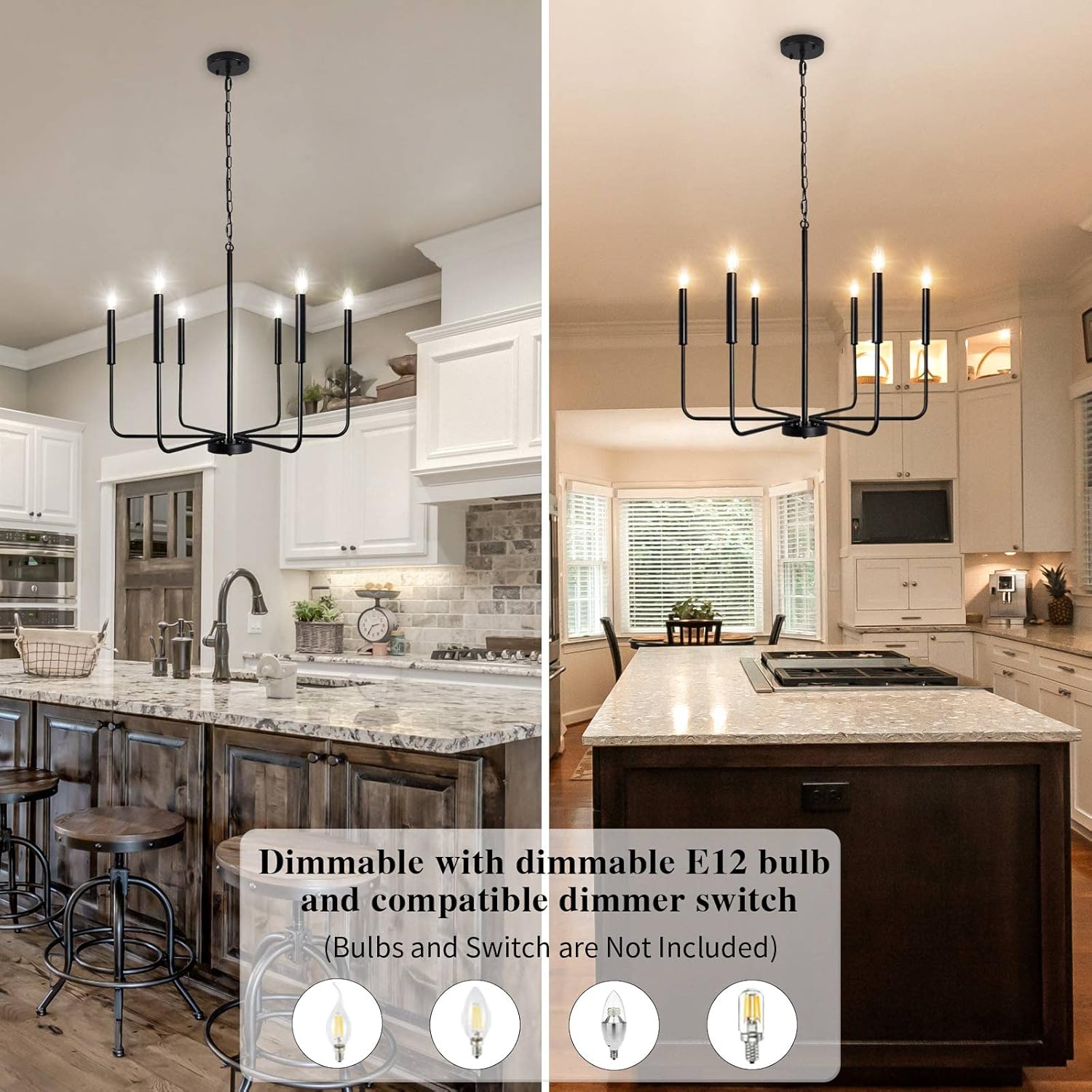 Farmhouse Black Chandelier - View 5