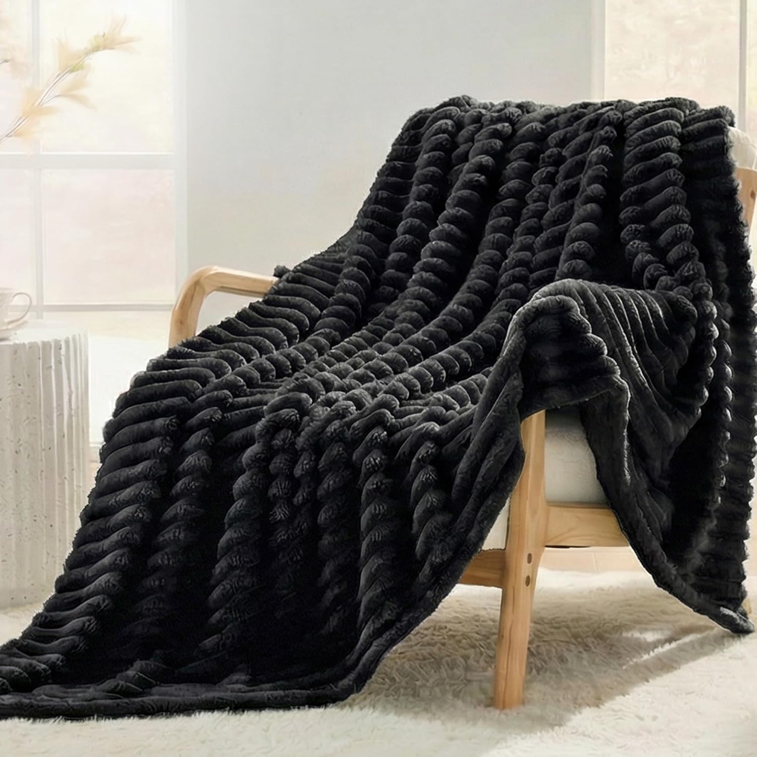 Beige Throw Pillow — 50" — Black