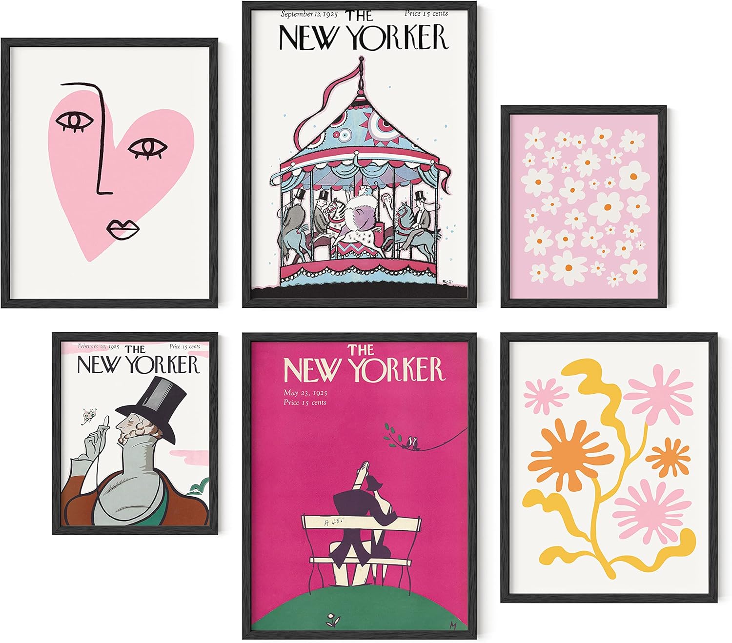 Framed Black Wall Decor — Set of 6 — New Yorker