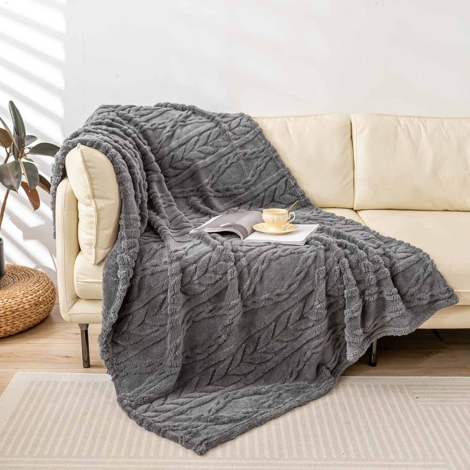 Beige Throw Pillow — 50" — Grey-(without Pillows)