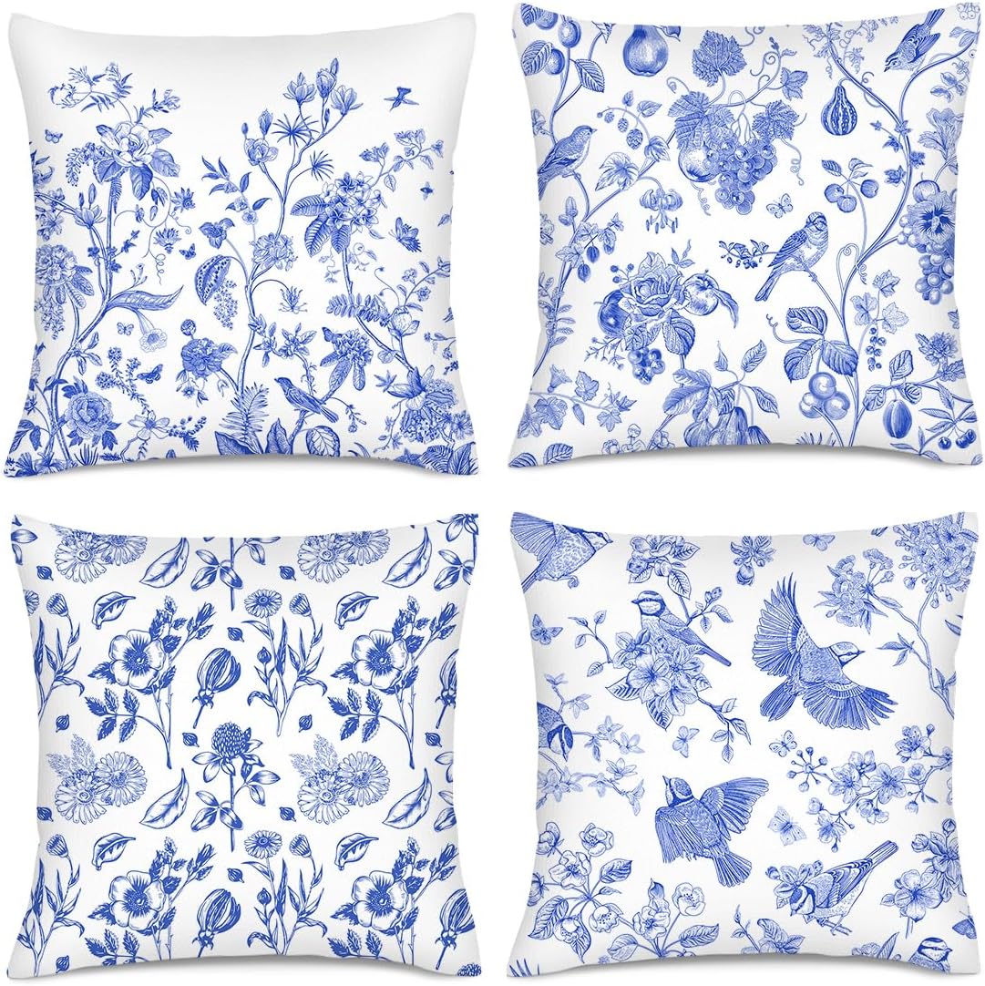 Boho Black Cushion Cover — 18" — Floral Bird