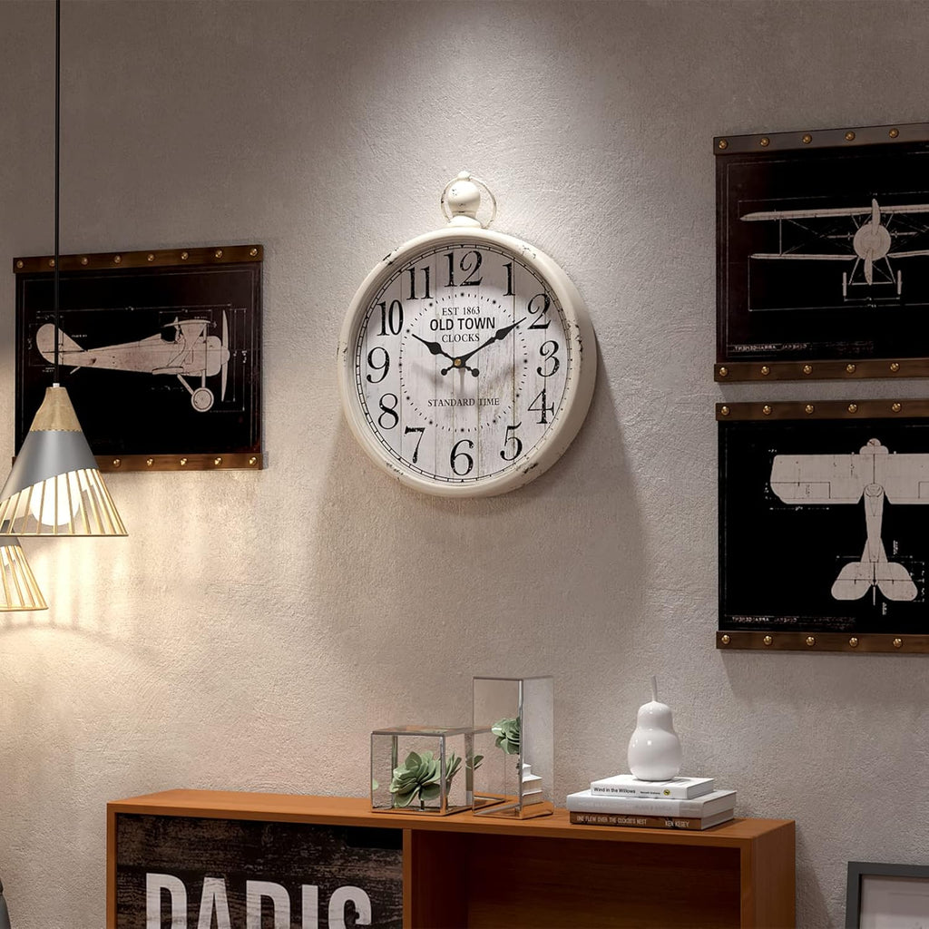 Battery Operated Farmhouse Black Wall Clock — 11.8" - View 7