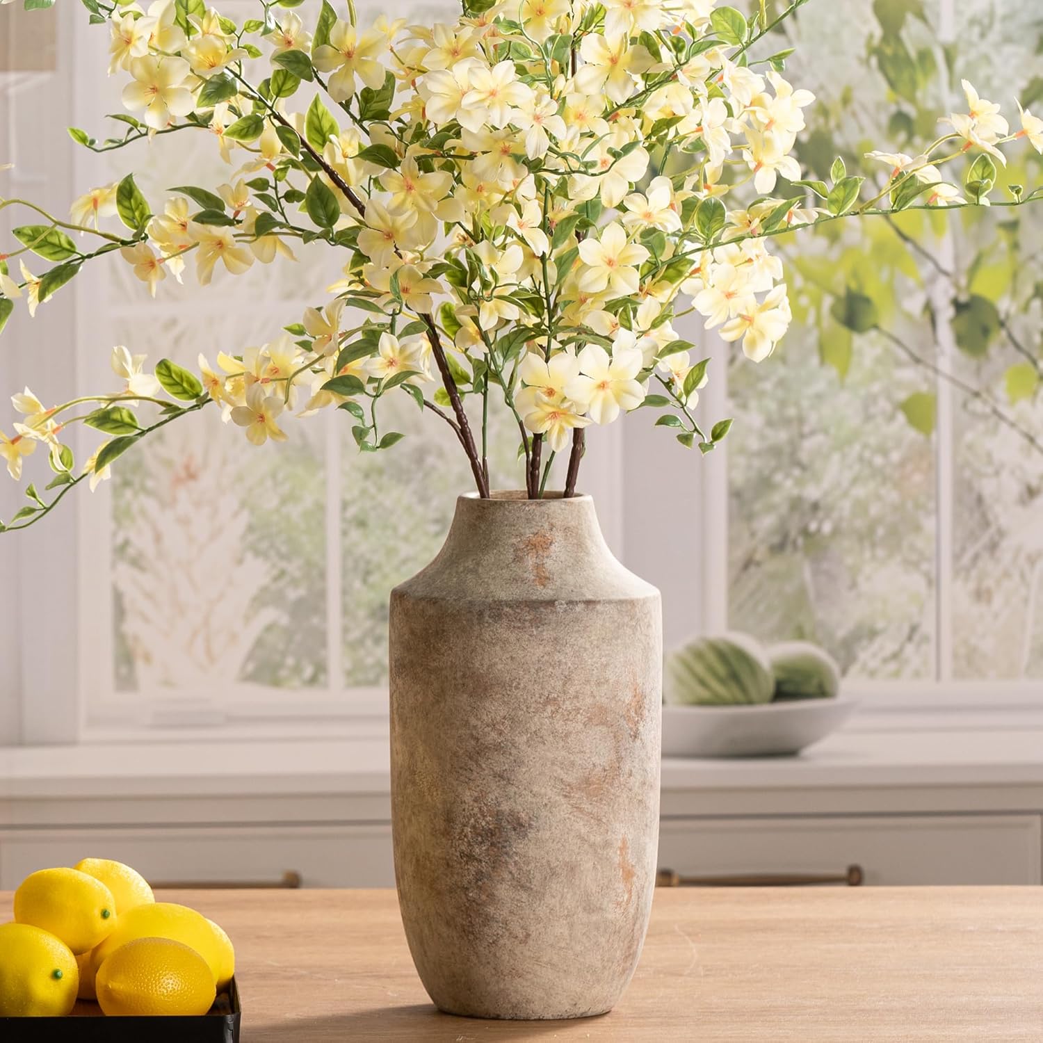 Antique Farmhouse Orange Flower Vase — 5.3" — B-12.5"h-terracotta