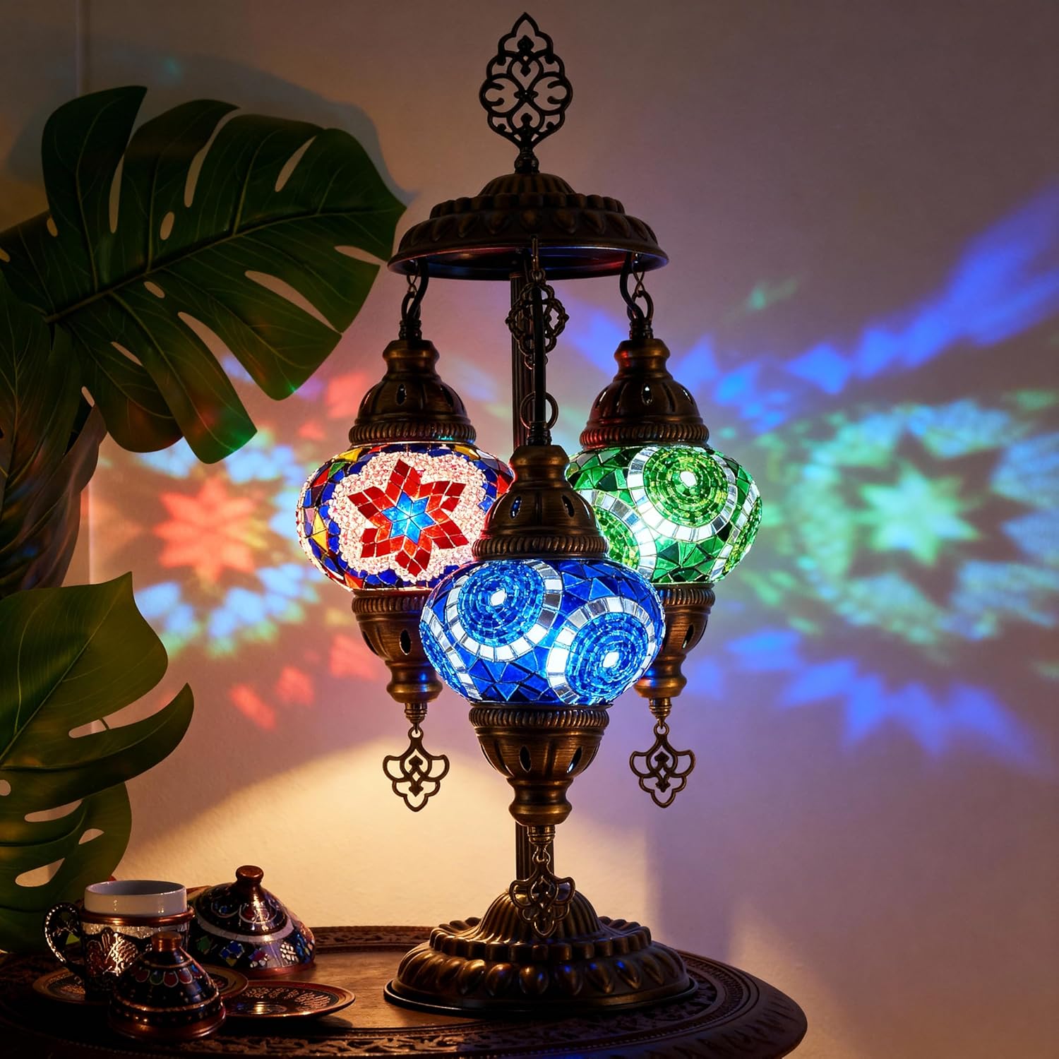 Vintage Boho Blue Table Lamp — Mixed
