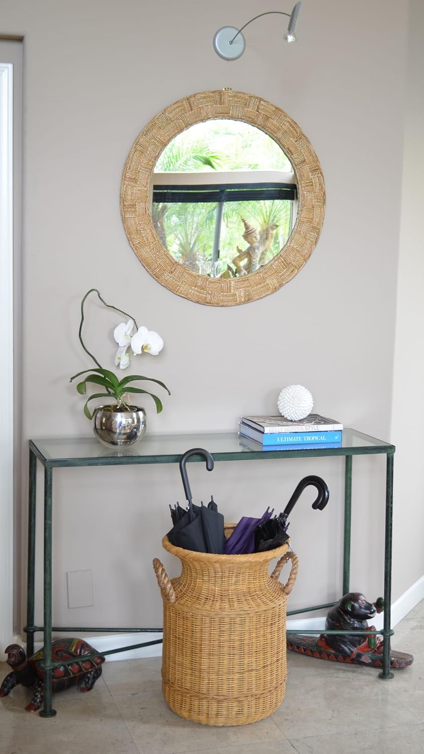 Round Rattan Wall Mirror - View 4