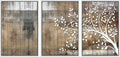 Framed Modern Fabric Wall Art — 24" — 24"x36"x3 Panels White