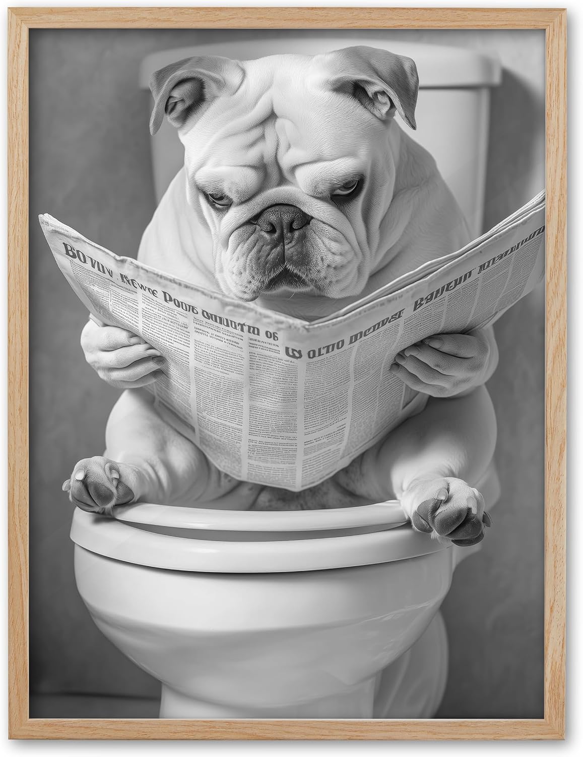 Framed Black Canvas Wall Art — 16" — Black and White OAK Dog