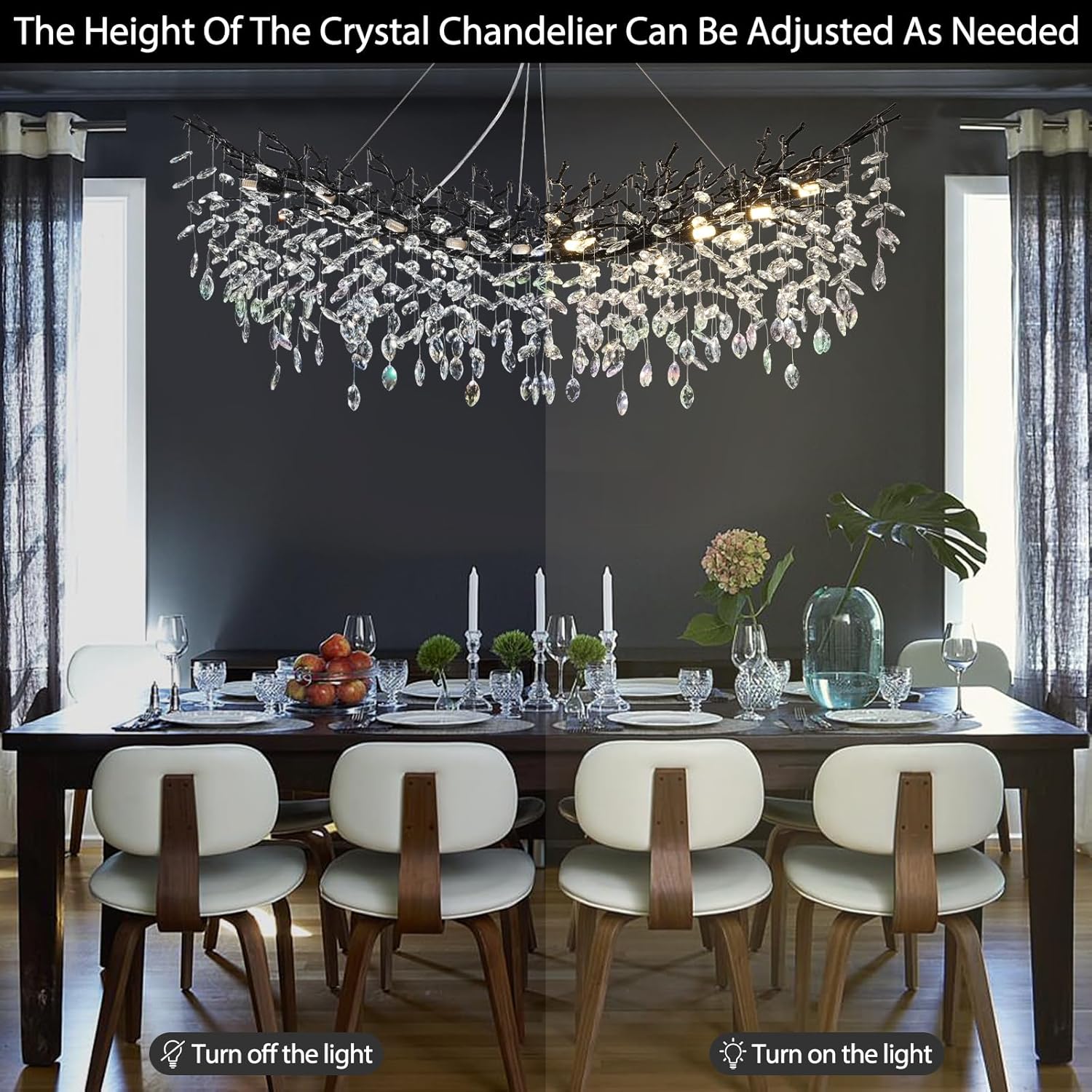 Rectangular Luxe Black Chandelier — 16-Light - View 7