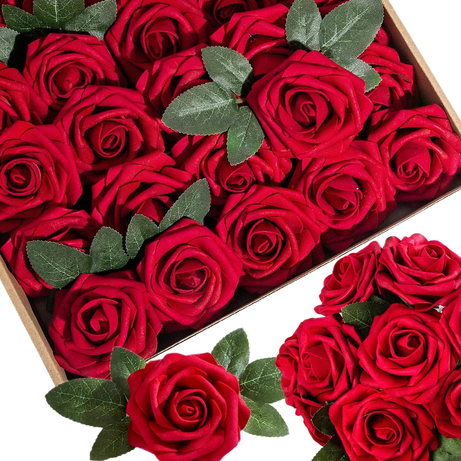 Beige Artificial Flowers — Red