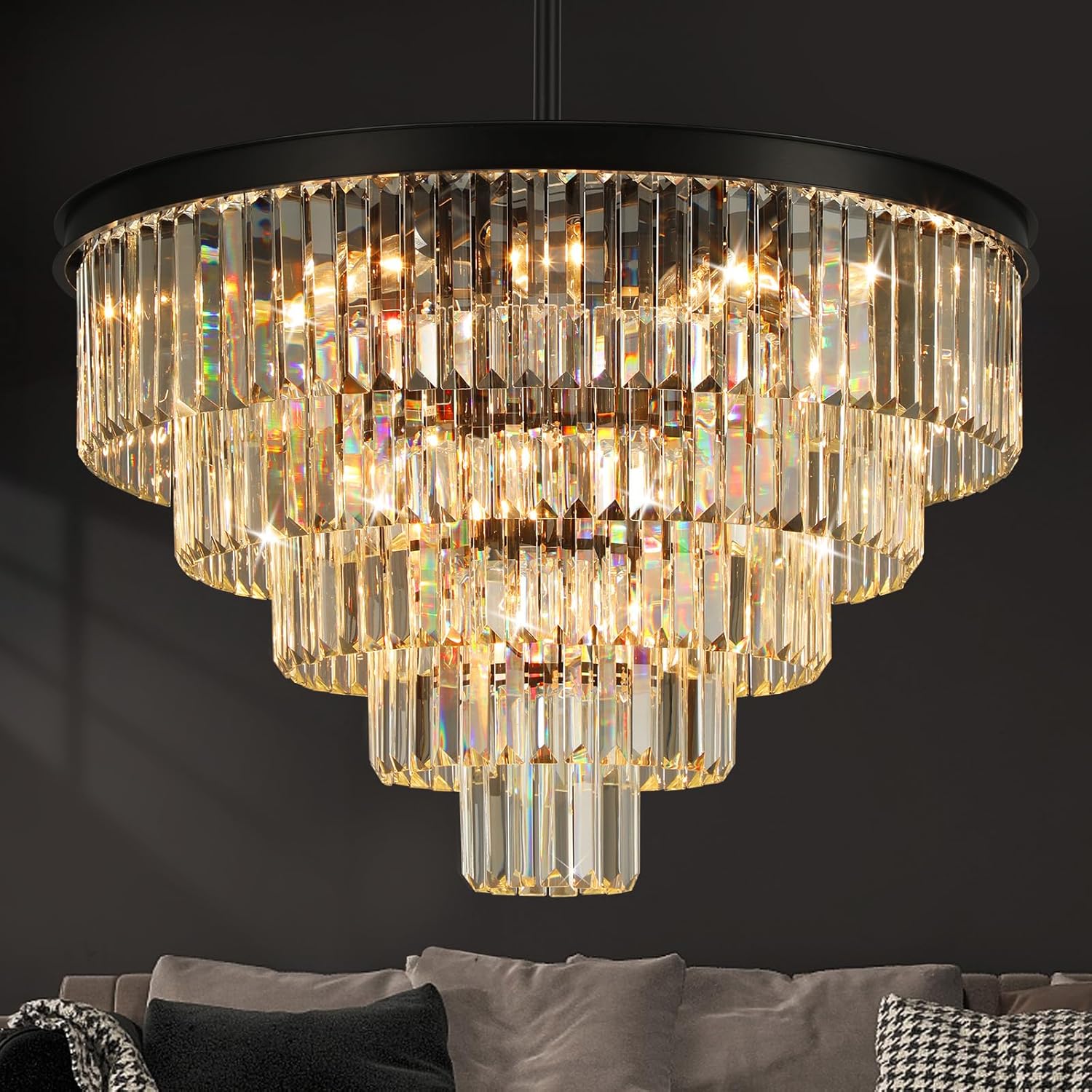 Luxe Black Chandelier — 12" — Black