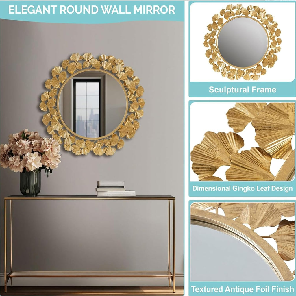 Round Luxe Gold Wall Mirror — 30.5" - View 2