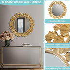 Round Luxe Gold Wall Mirror — 30.5" - View 2
