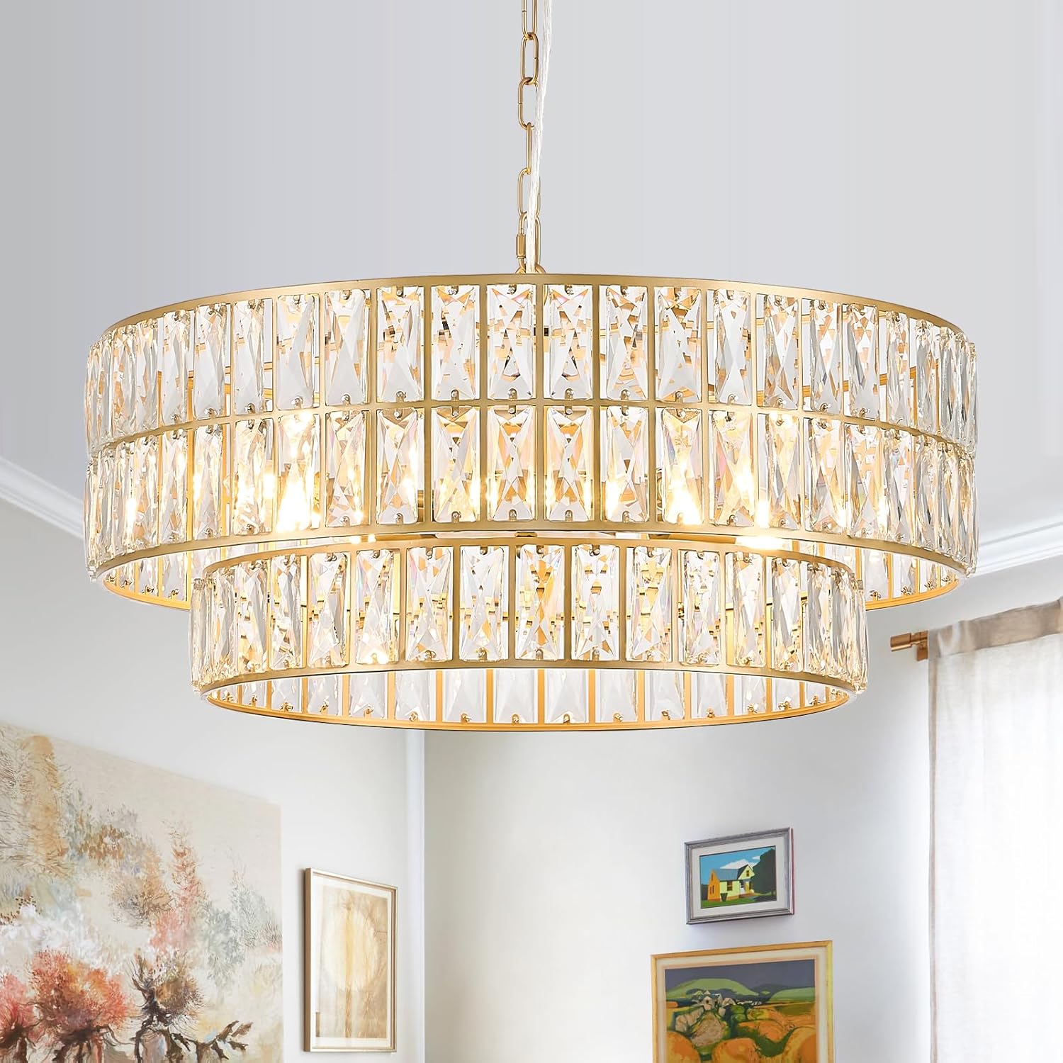Luxe Black Chandelier — 4-Light — Gold