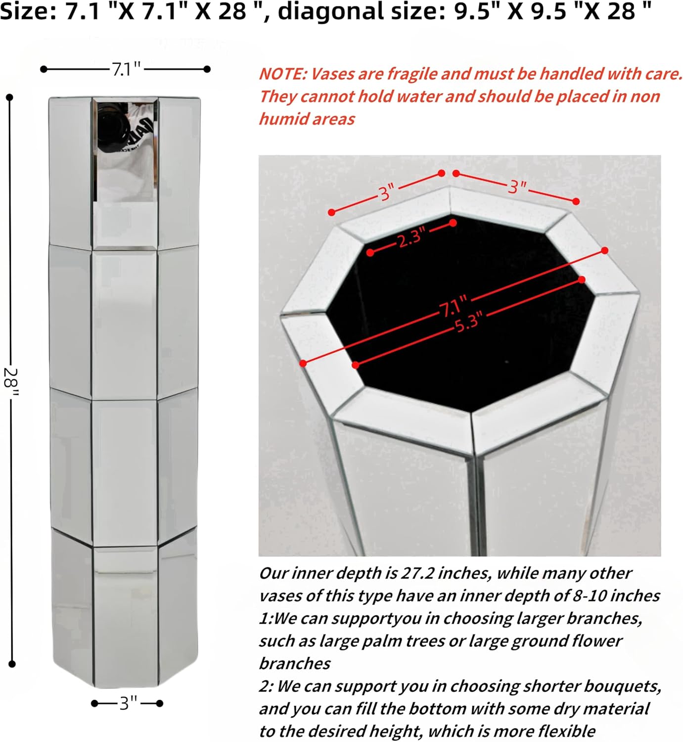 Modern Glass Mirror — 28" - View 4