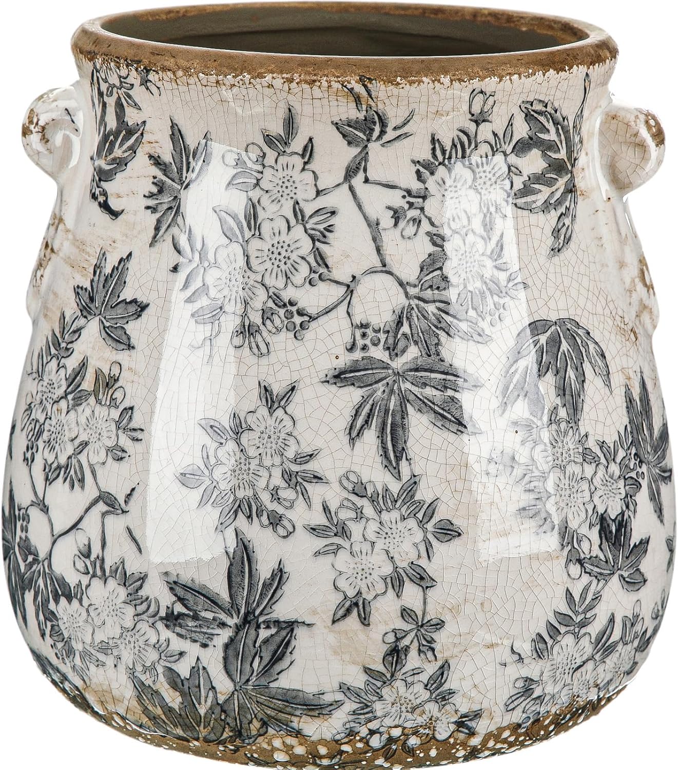 Vintage Farmhouse Ceramic Flower Vase — 5" — Retro Gray