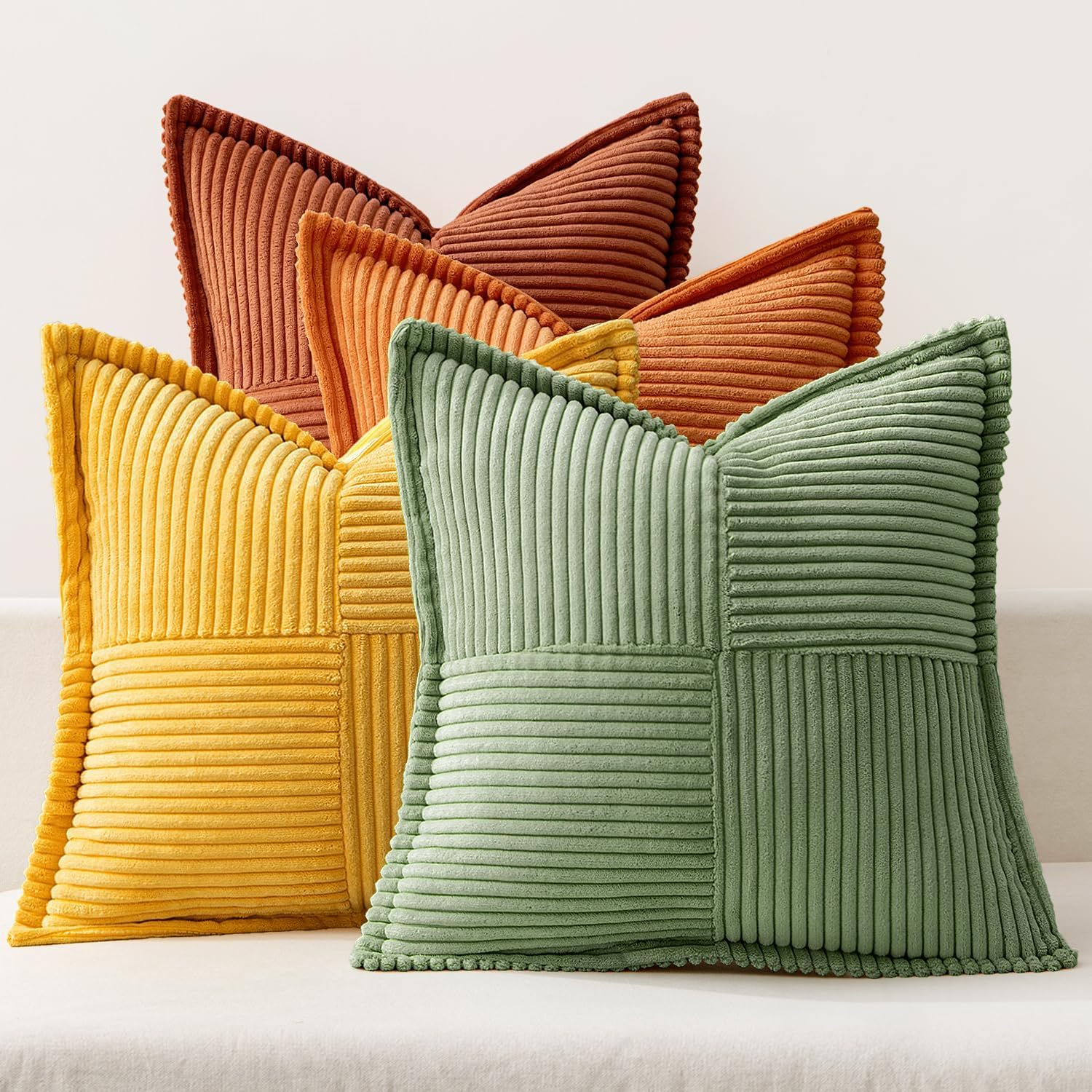 Boho Green Throw Pillow Cover — 20" — 20" x 20" (Pack of 4)