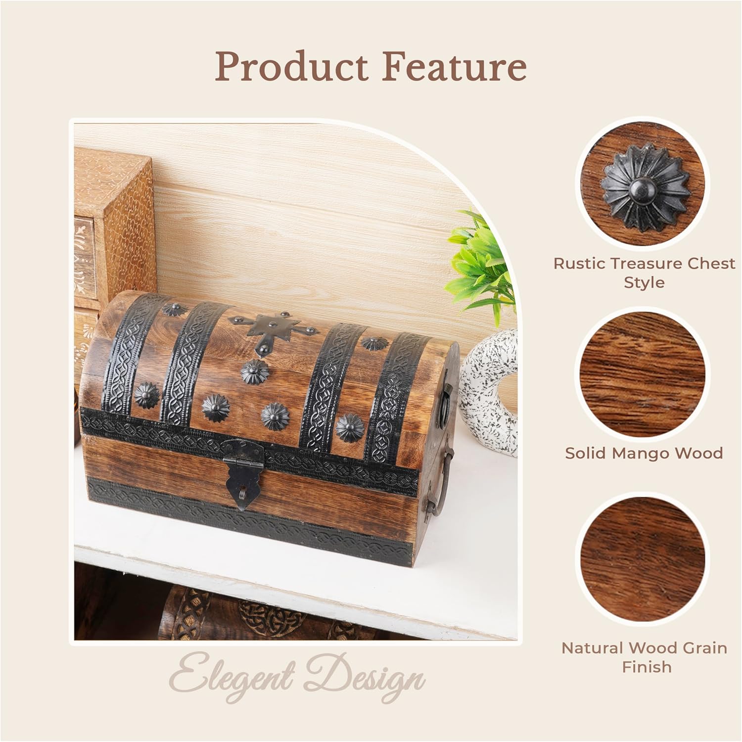Vintage Wood Storage Basket — 6" - View 4