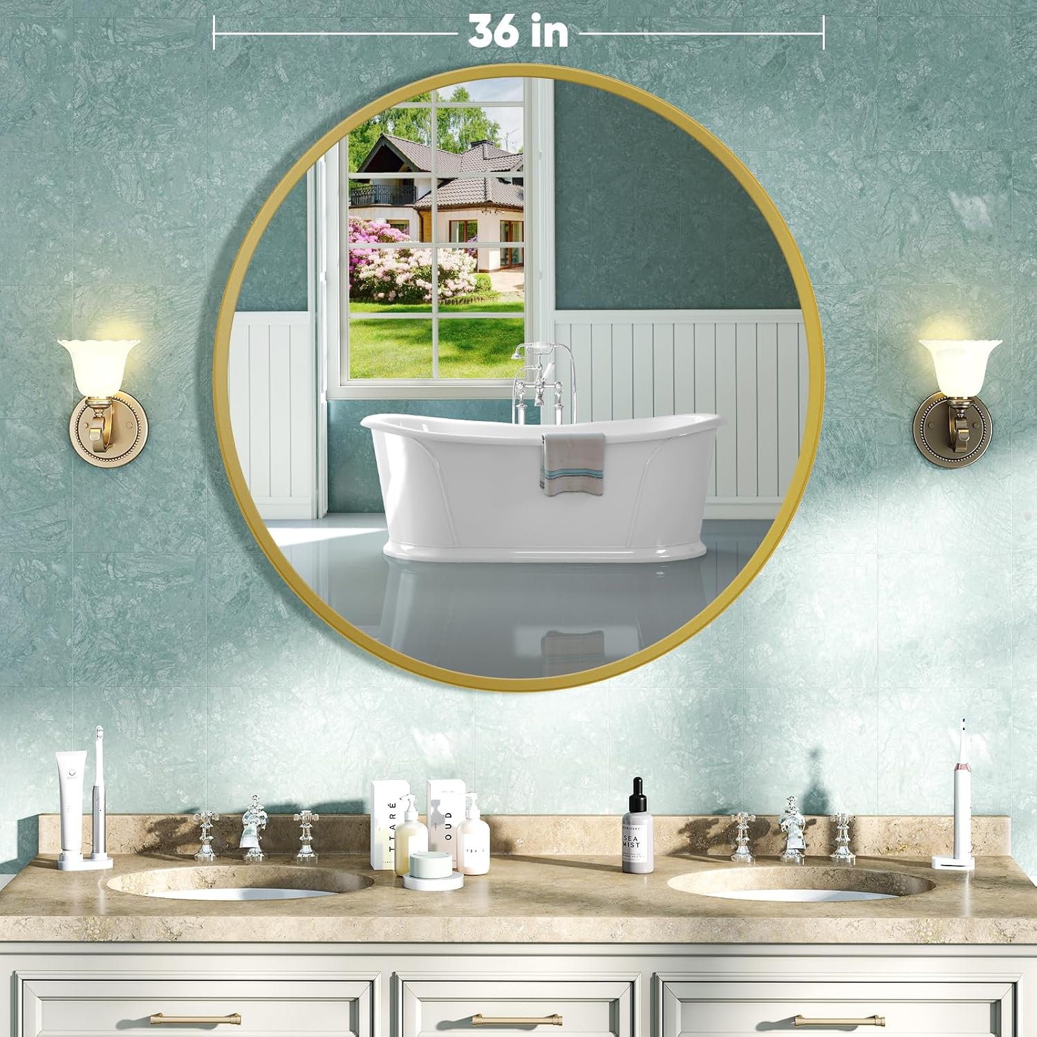 Framed Luxe Black Mirror — 36" - View 2