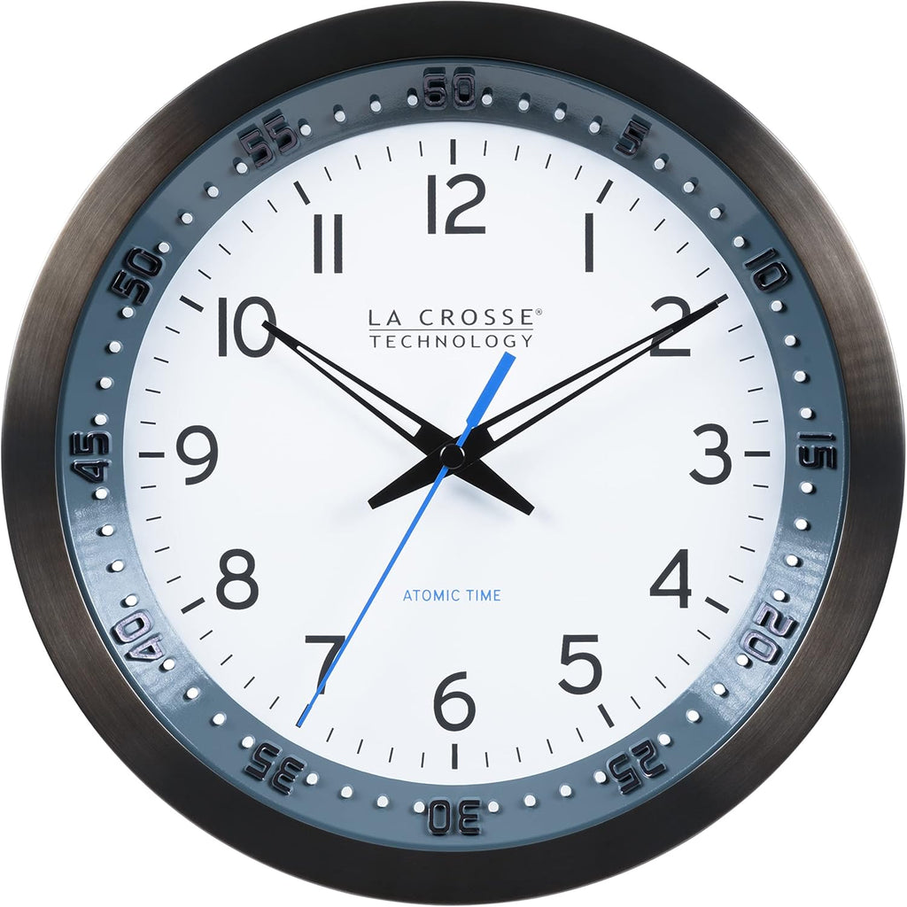 Mid-Century Black Wall Clock — 10" — Black/Gray Blue