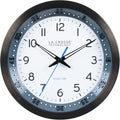 Mid-Century Black Wall Clock — 10" — Black/Gray Blue