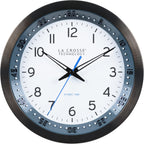 Mid-Century Black Wall Clock — 10" — Black/Gray Blue