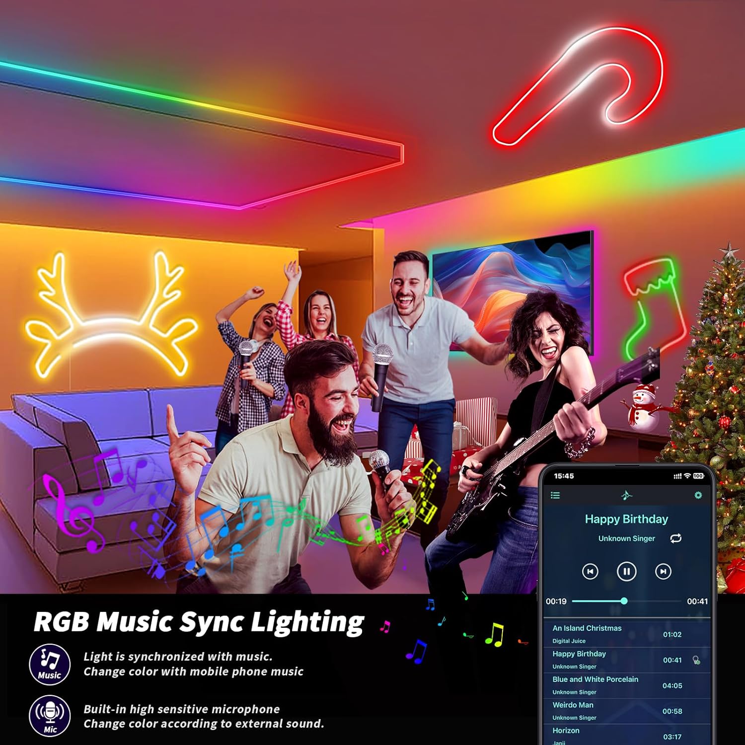Color Changing Rattan LED Strip Light - View 3
